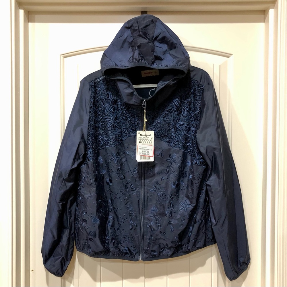 NWT Desigual Jacket Dark Blue Hooded size EU 46